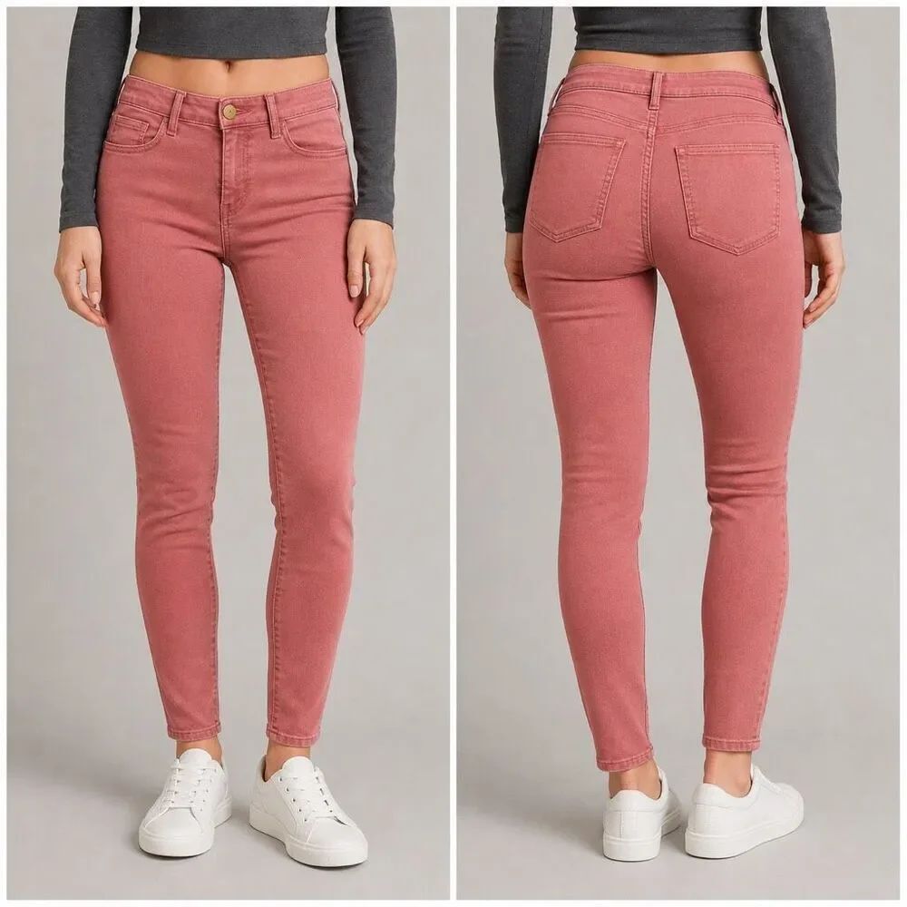 Refuge Solid Rose Pink Skinny Jeans Cotton Blend Spandex Stretchy Jegging size 6